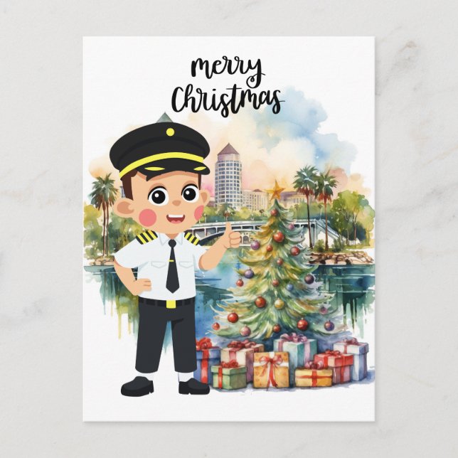 Pilot Christmas time in Florida Holiday Postcard (Front)