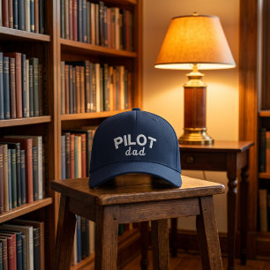 Pilot Dad Blue Aviation Custom Name Retirement Embroidered Hat