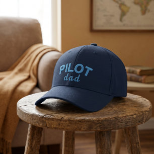 Pilot Dad Blue Aviation Custom Name Retirement Embroidered Hat