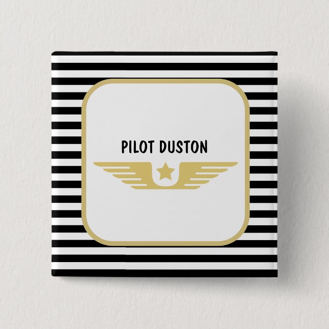 Pilot destination aviation 15 cm square badge (Front)