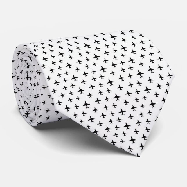 Pilot Faux Silk | Micro Aeroplane Designer Style Tie (Rolled)