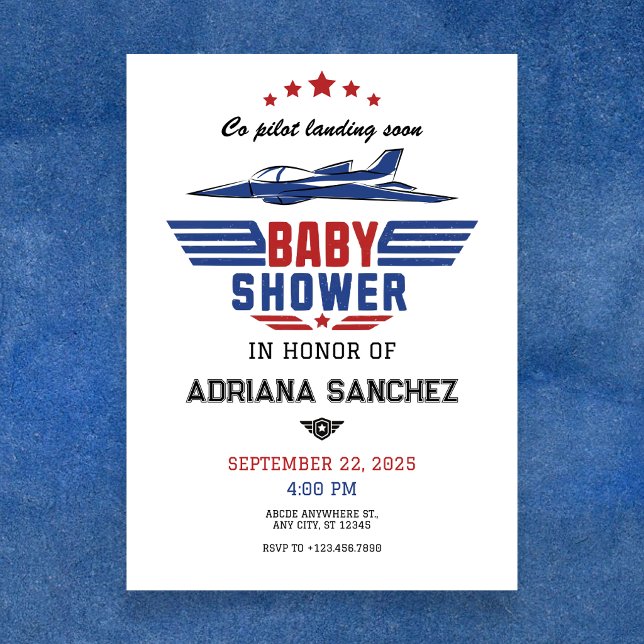 Pilot fighter plane baby shower invitation (Creator Uploaded)