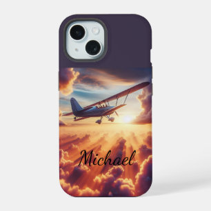 Pilot Flying Aeroplane Plane Custom Name iPhone 15 Case