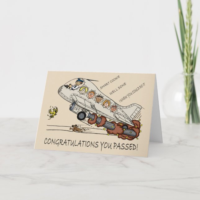 Pilot Flying Cartoon Aeroplane Card (Front)
