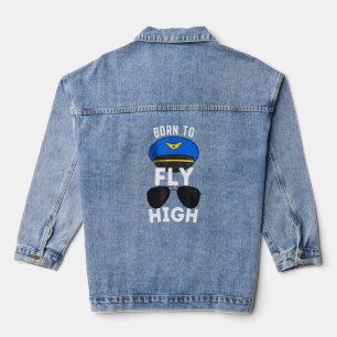 Pilot Flying High Sunglasses Aviation Piloting Air Denim Jacket