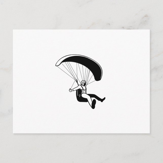 Pilot Flying Paraglider Paragliding Mascot Black a Postcard (Front)