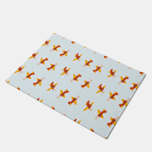 Pilot flying plane in the sky doormat