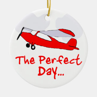 pilot flyling red aeroplane ceramic tree decoration