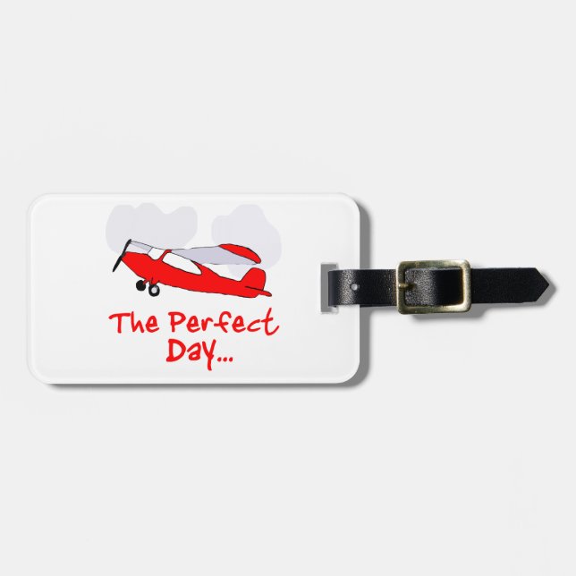 pilot flyling red aeroplane luggage tag (Front Horizontal)