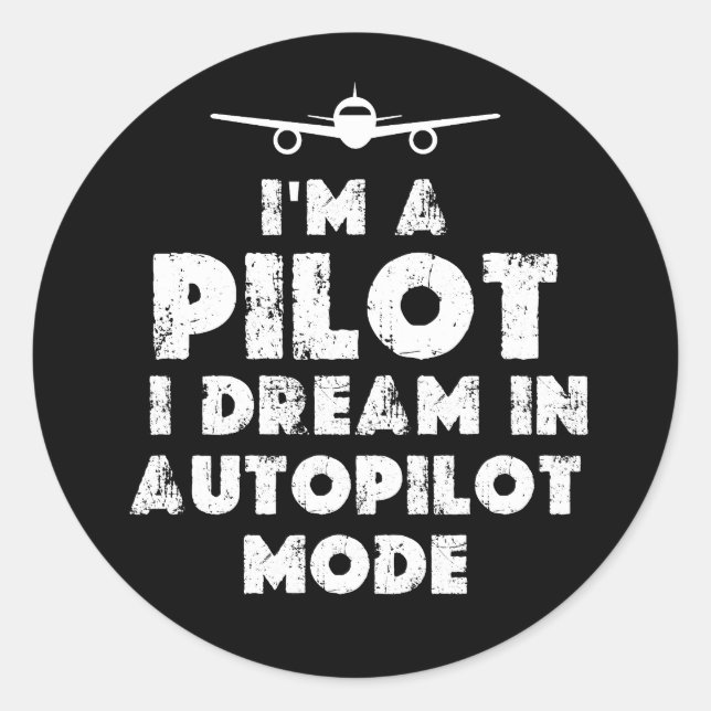 Pilot Funny Classic Round Sticker (Front)