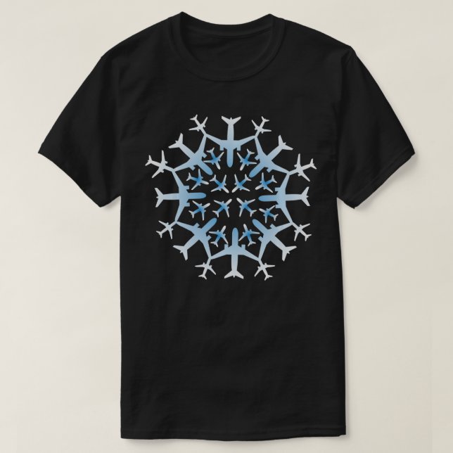 Pilot Gift Snowflake Aeroplanes Christmas Snow Avi T-Shirt (Design Front)