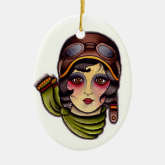 Pilot girl ceramic tree decoration