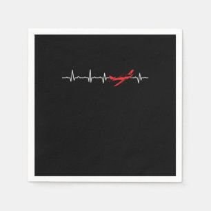 Pilot Heartbeat Aviator Flight Engineers Airplane  Napkin