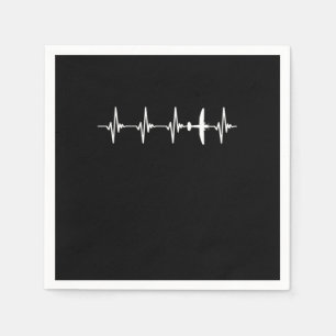 Pilot Heartbeat Plane Aviation Aeroplane Aviator Napkin