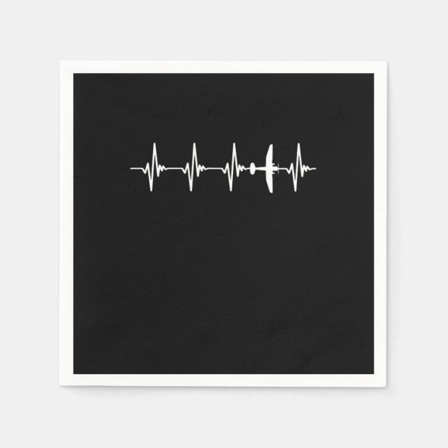 Pilot Heartbeat Plane Aviation Aeroplane Aviator Napkin (Front)