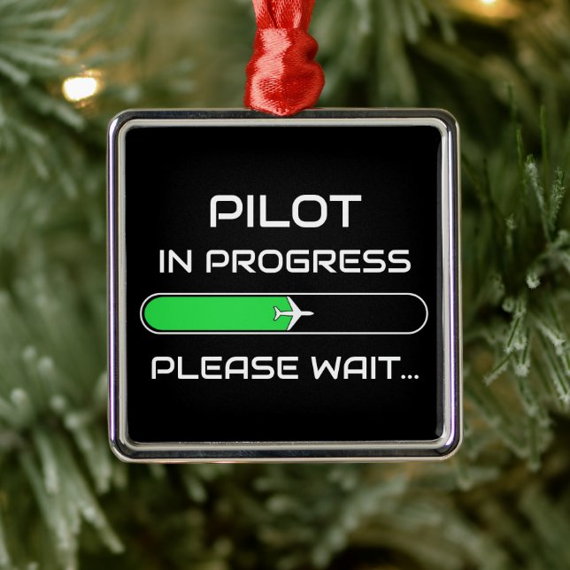 PIlot in Progress Funny Aviation Flight School Metal Tree Decoration (Tree)