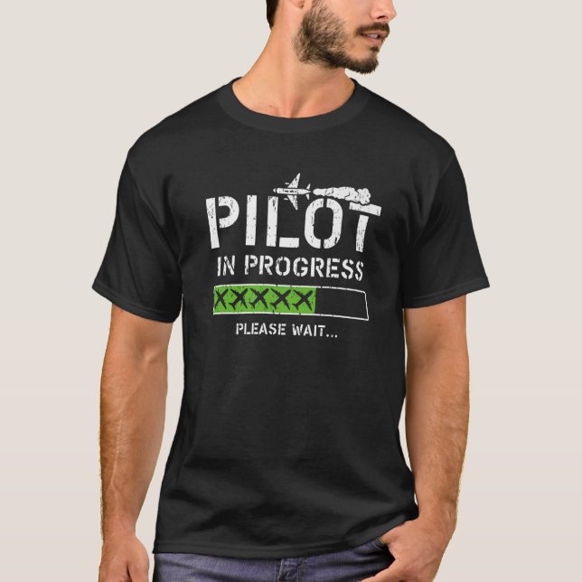 Pilot In Progress Kid Future Pilot Aeroplane Aviat T-Shirt (Front)