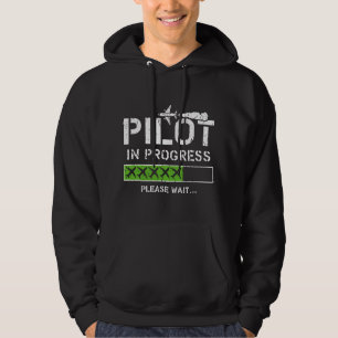 Pilot In Progress Kid Future Pilot Airplane Aviati Hoodie