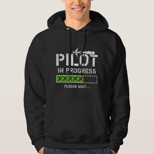 Pilot In Progress Kid Future Pilot Airplane Aviati Hoodie (Front)
