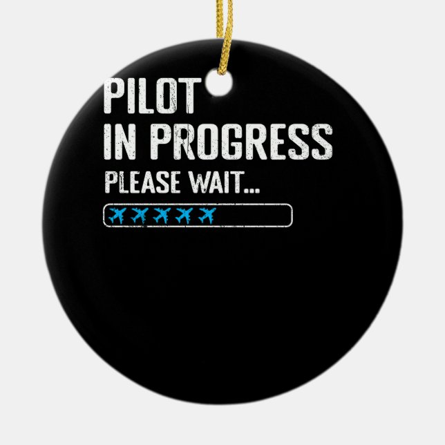 Pilot In Progress Please Wait Loading Airline Avia Ceramic Tree Decoration (Front)