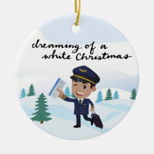 Pilot in Uniform with Christmas themed Ceramic Tree Decoration