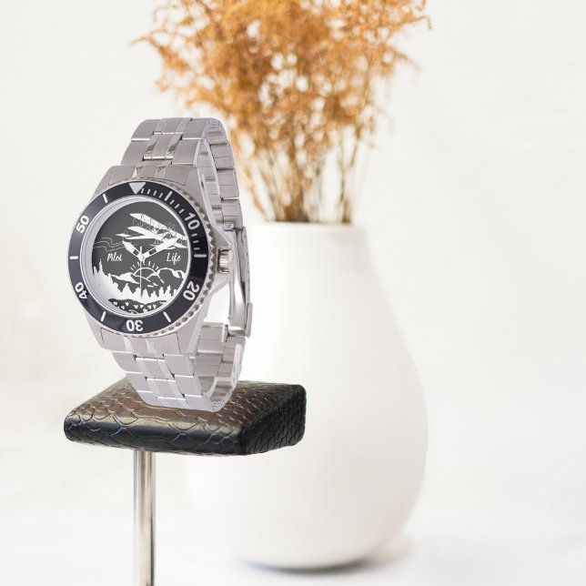 Pilot Life Typography & Aeroplane Mountains Sunset Watch (Creator Uploaded)