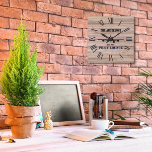 Pilot Lounge Aeroplane Aviation Cool Personalised Square Wall Clock