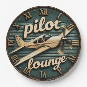 Pilot Lounge Vintage Propeller Airplane Paper Plate