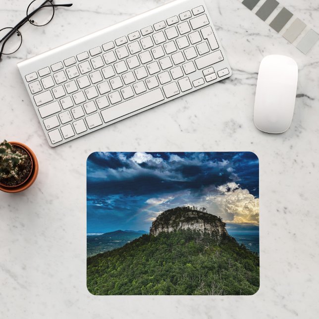 Pilot Mountain NC State Park | after storm rainbow Mouse Mat (Creator Uploaded)