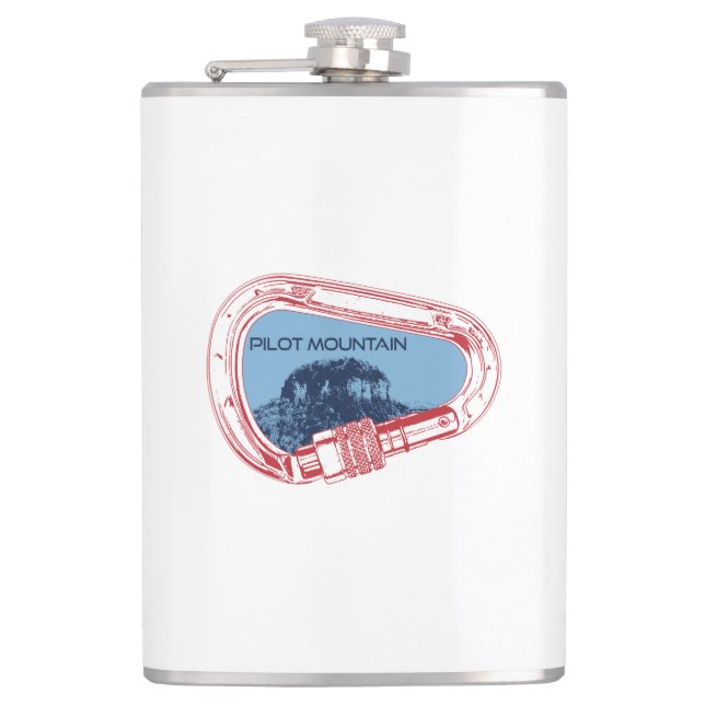 Pilot Mountain North Carolina Climbing Carabiner Hip Flask (Front)