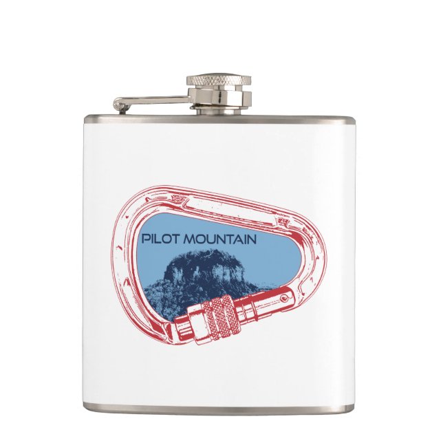 Pilot Mountain North Carolina Climbing Carabiner Hip Flask (Front)