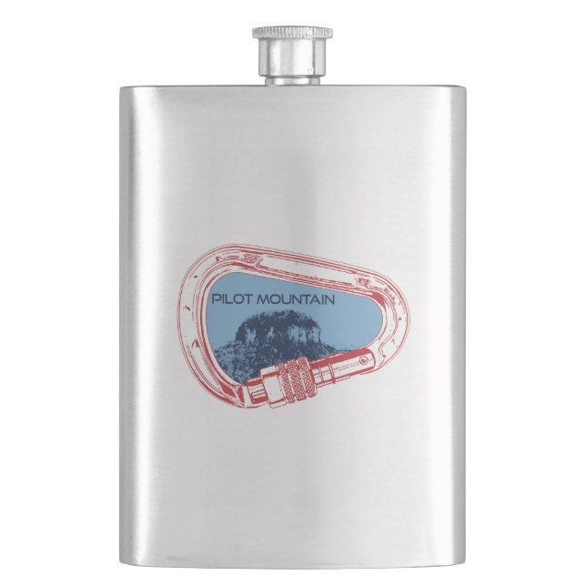 Pilot Mountain North Carolina Climbing Carabiner Hip Flask (Front)