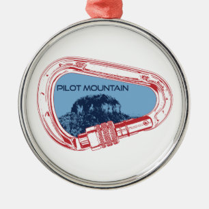 Pilot Mountain North Carolina Climbing Carabiner Metal Tree Decoration