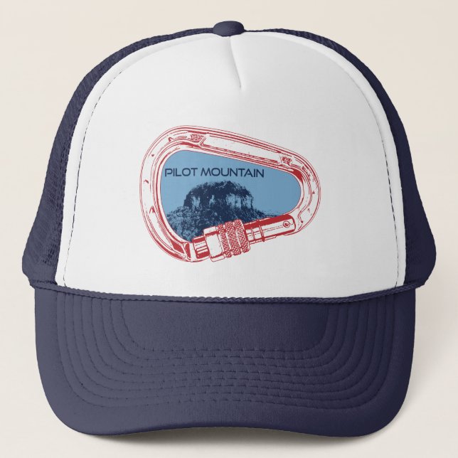 Pilot Mountain North Carolina Climbing Carabiner Trucker Hat (Front)