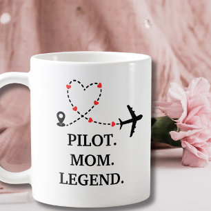 Pilot Mum Legend Aeroplane and Heart Custom Coffee Mug