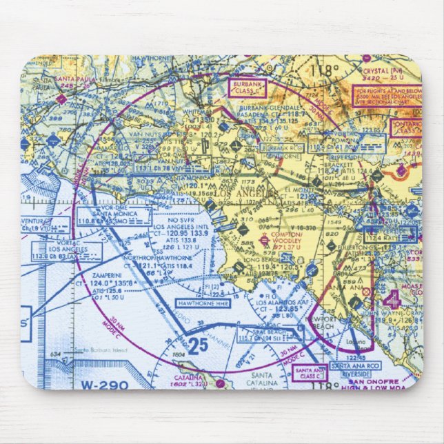 Pilot Navigation Chart for Socal Mouse Mat (Front)