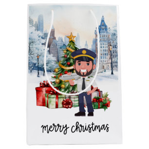 Pilot New York Holiday Christmas Themed Medium Gift Bag