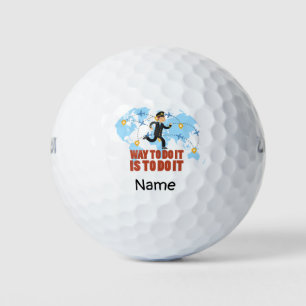 Pilot on world map gifts for  Birthday  Retirement Golf Balls