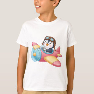 Pilot Penguin in Aeroplane – Cute Flying Bird T-Shirt