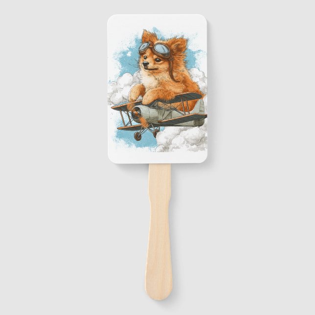 Pilot Pomeranian � Flying Ace Dog Hand Fan (Front)