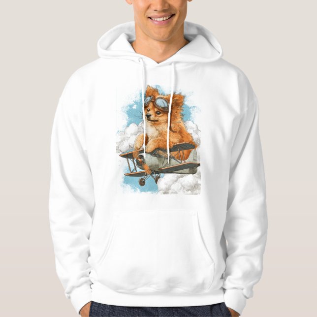 Pilot Pomeranian � Flying Ace Dog Hoodie (Front)