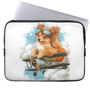 Pilot Pomeranian � Flying Ace Dog Laptop Sleeve