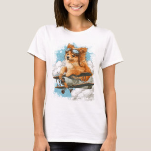 Pilot Pomeranian � Flying Ace Dog T-Shirt