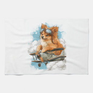 Pilot Pomeranian � Flying Ace Dog Tea Towel
