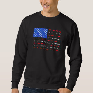 Pilot Shirt, Aeroplanes As American Flag, Plane Av Sweatshirt