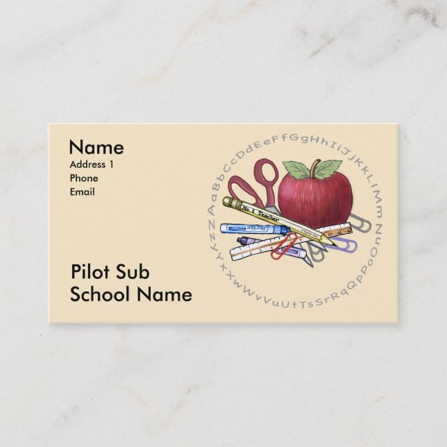 Pilot Substitute Teacher  Business Card (Front)