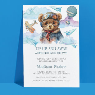 Pilot Teddy Bear Baby Shower Invitation