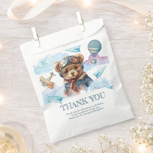 Pilot Teddy Bear Birthday or Baby Shower  Favour Bags (Clipped)