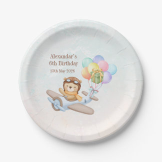 Pilot Teddy Bear Birthday Plates