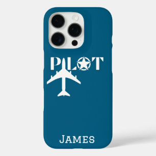Pilot Typography & Aeroplane Minimalist Personalis iPhone 16 Pro Case